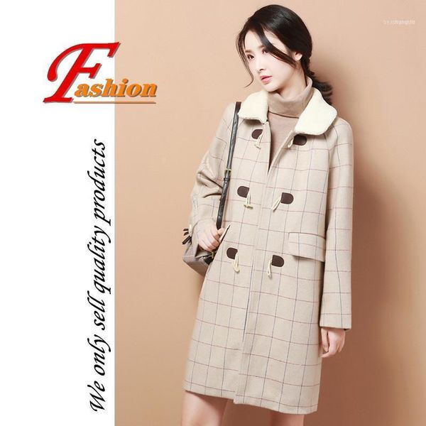 

women's wool & blends high-grade business casual no-iron soft all-match comfortable blended fabric khaki young lady lovely grid, Black