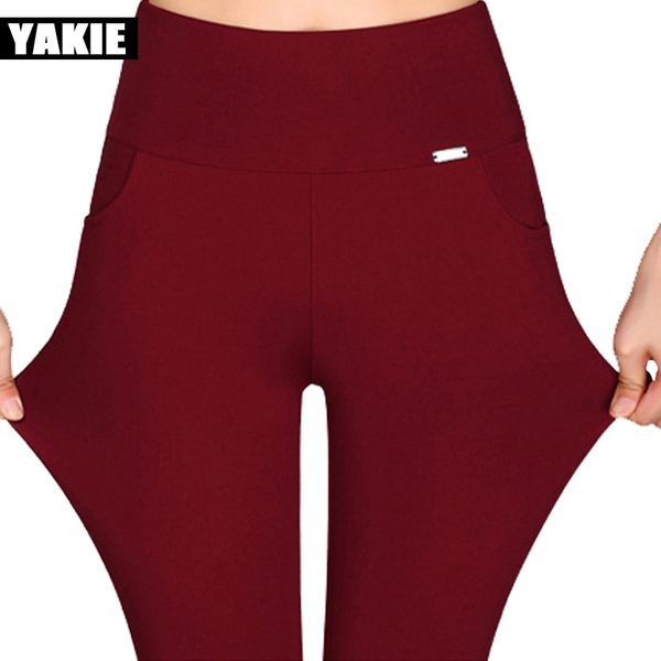 

plus size 5xl 6xl women pencil pants high elastic waist skinny slim pants female trousers femme ol office formal fleece 210519, Blue