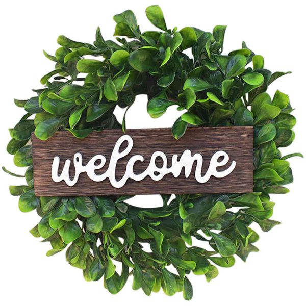 

wood imitation garland door decoration wood hanging artificial boxwood farmhouse porch decoration family wedding easter
