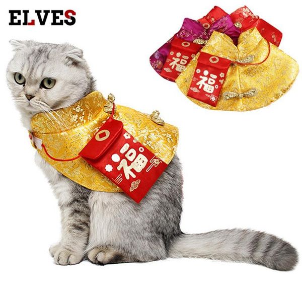 

cat costumes pet year cloak clothes party costume chinese tang dynasty dress festival with red envelope for kitten puppy