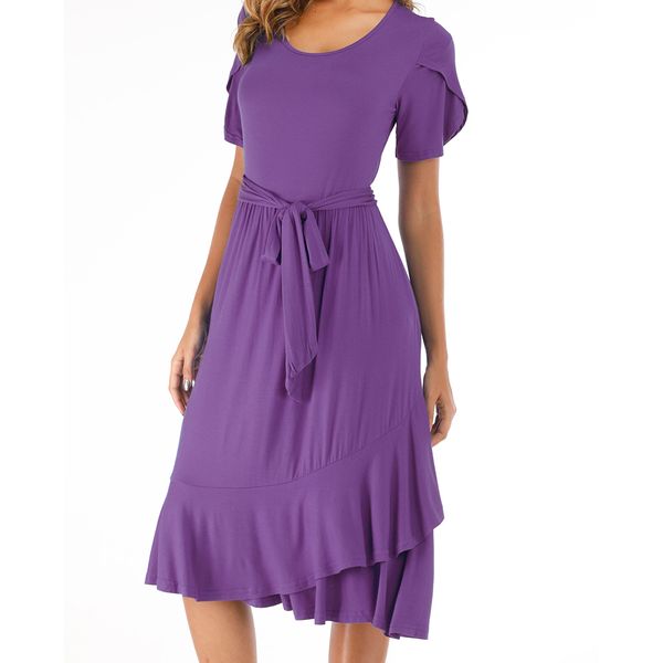 

high-waisted for the women 2021 will see solid rents up to fashion short sleeve midi dress feminine, Black;gray