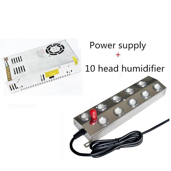

humidifiers industrial 10 head ultrasonic humidifier mist maker fogger for fountain pond greenhouse hydroponics with power supply
