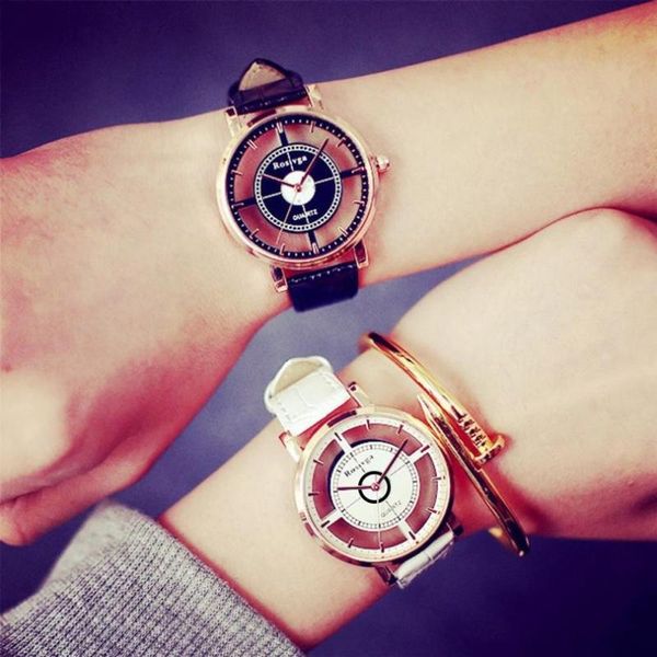 

wristwatches luxury quartz bracelet women neutral personality simple analog wrist delicate unique calendar hollow watch clock, Slivery;brown