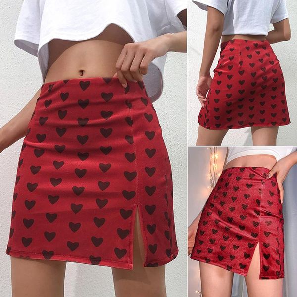 

red velvet high waist skirt streetwear heart print zipper cute skirts womens preppy style a-line mini harajuku, Black