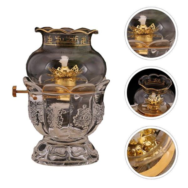 

candle holders 1pc windproof smokeless oil lamp hall auspicious butter adornment)
