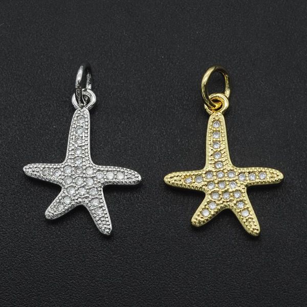

charms 19x14mm 100% cz zircon diy jewelry starfish charm pendant wholesale jewellwery finding supplies quality, Bronze;silver