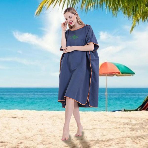 

women's swimwear changing towel lightweight fast-drying surf poncho extra-long hoodedsurfing soft robe for men women outdoor swimming, White;black