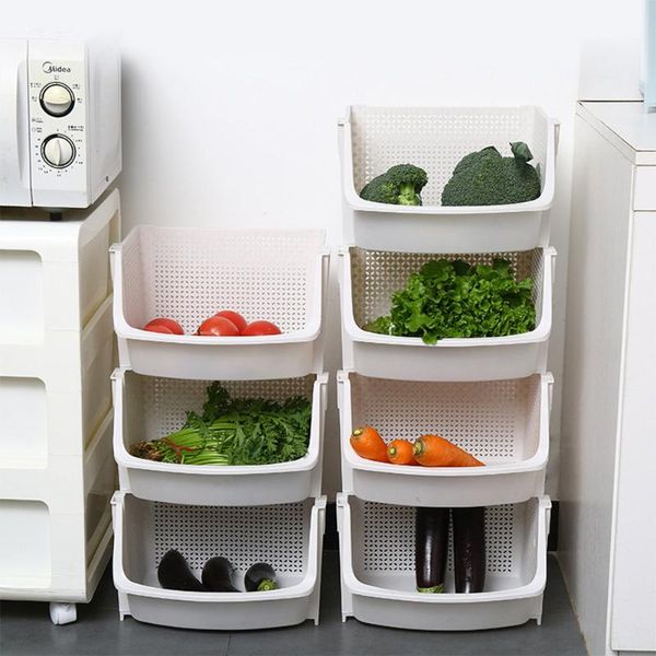 

storage baskets kitchen basket plastic multi-functional hollow design vegetables fruit racks stackable organizer g10