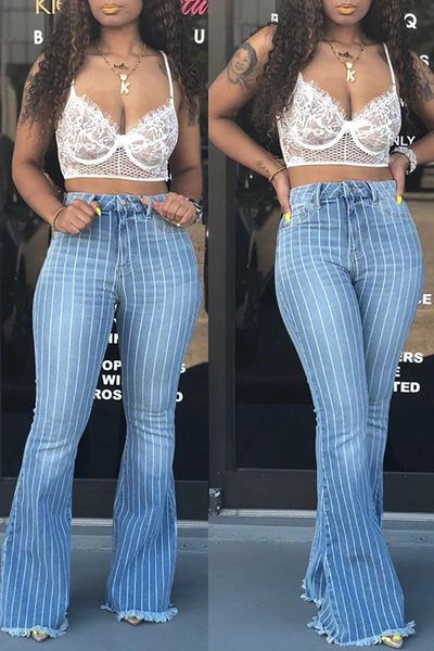 

women high waist flare jeans skinny denim pants push up trousers stretch bottom jean female casual women's, Blue