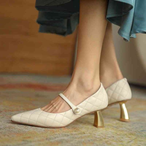 

dress shoes 6 cm de salto alto nova doce mulher bombas diamante xadrez couro pÃ©rola fivela cinta apontou toe sapatos mary janes lazer k9tv, Black