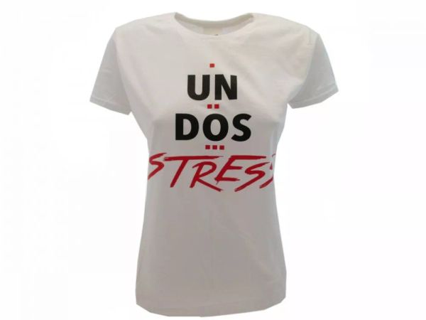 

t shirt solo parole donna basic un dos stress originale, White;black