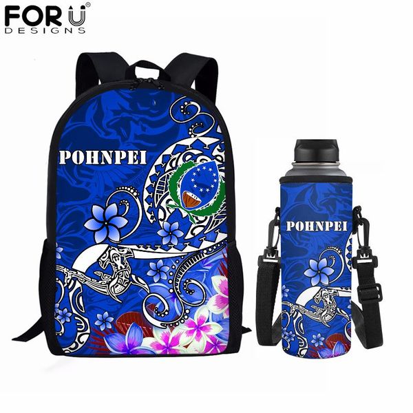 

school bags forudesigns polynesian pohnpei tribal printing large capacity backpacks water bottle carrier cup case casual satchel