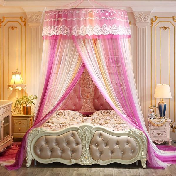 

round mosquito net ceiling, household princess wind european court floor bed net, no need to install densified sand