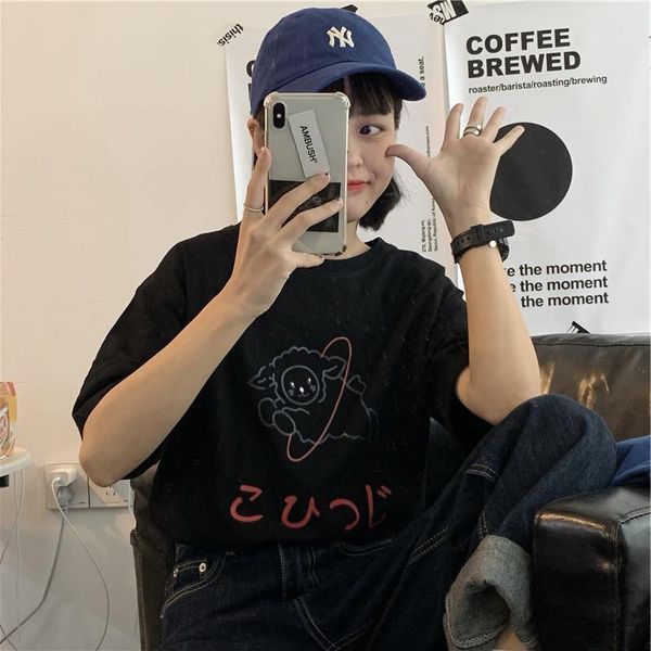

women's t-shirt japanese ulzzang anime women summer harajuku loose plus size fashion cartoon streetwear tees clothing, White