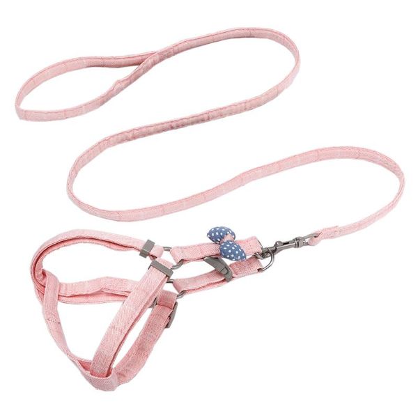 

dog collars & leashes pet harness leash collar set adjustable solid color lovely nylon bow cat walking outdoor