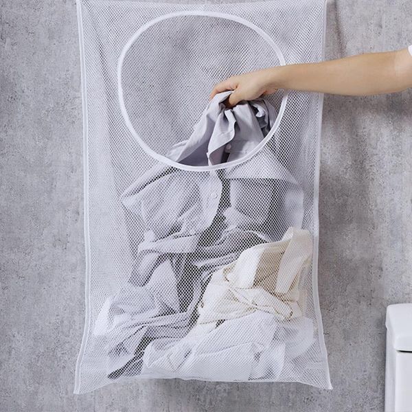 

laundry bags hanging hamper bag with adjustable stainless steel door 2p suction cup hooks holding dirty clothes and saving space
