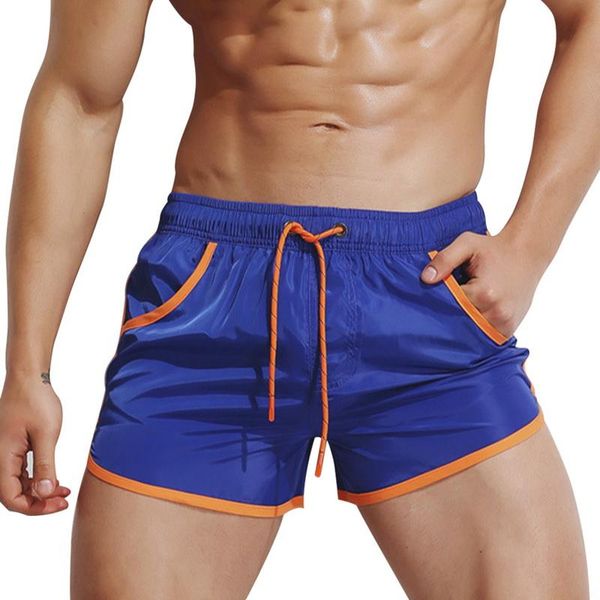 

men's polyester board shorts summer beach pants quick drying swimwear male with liner swimming trunks plus size, White;black
