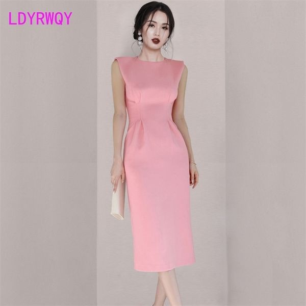 

ldyrwqy summer clothing korean edition temperament round get waist fashion bag buttocks pure color dress 210416, Black;gray