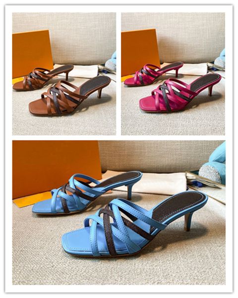 

fashion high heels slide sandals slippers for women designer beach flip flops slipper with box more colour shoes size 35-43, Black