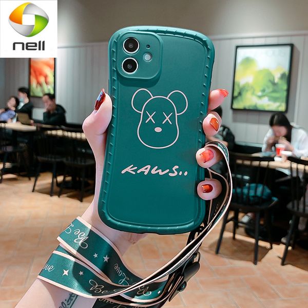 

for apple 12 pro max mobile phone case with lanyard iphone 11 promax / xr shell small waist cartoon xs max 7p 8 plus soft cases