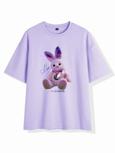 

men letter & cartoon graphic tee i74n#, White;black