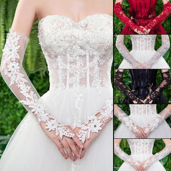

five fingers gloves wedding lace and long thin, Blue;gray