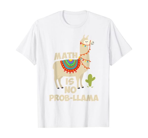 

math no prob llama funny pun - teachers students t-shirt, White;black