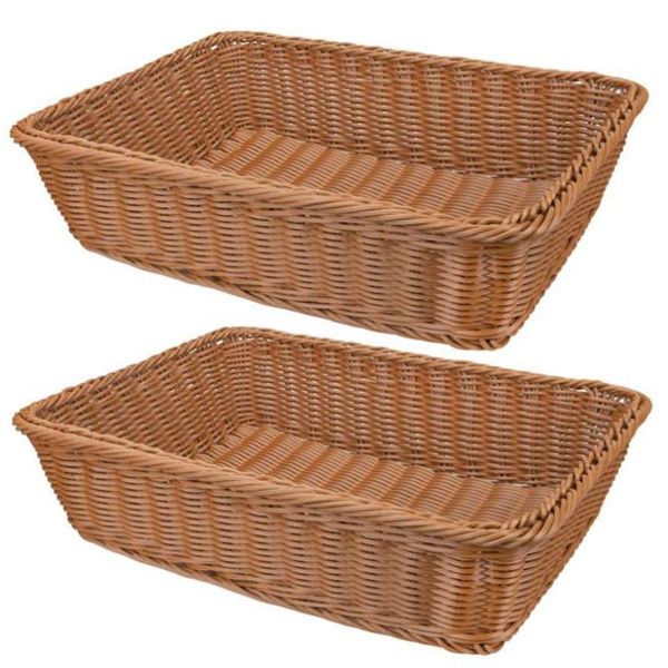 

storage baskets 2 pcs hand-woven rattan woven bread basket,wicker serving basket for fruit,vegetables,home kitchen,restaurant,etc