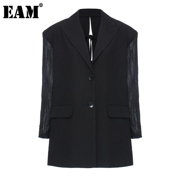 

women's suits & blazers [eam] women black pleated split big size blazer lapel long sleeve loose fit jacket fashion tide spring autumn 2, White;black