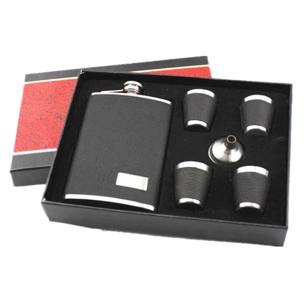 

hip flasks 9 oz stainless steel flask set with 1 funnel and 4 cups whiskey wine flagon bottle travel drinkware for gifts