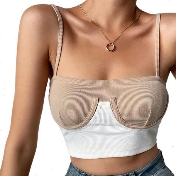 

fashion club contrast strappy womens camis sleevless camisoles tube crop bralette casual ladies summer tanks, White