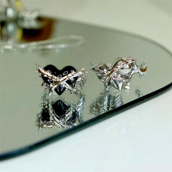 

wedding rings luxury charm female elegant silver crystal heart ringing men black adjust open one for engagement ring, Slivery;golden