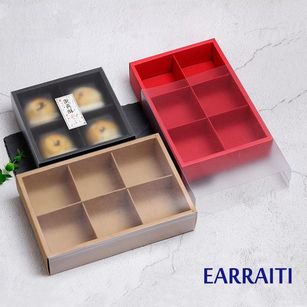 

gift wrap 6pcs cookie biscuit box drawer kraft paper window cake macaron packaging wedding birthday party 4/6grid boxes