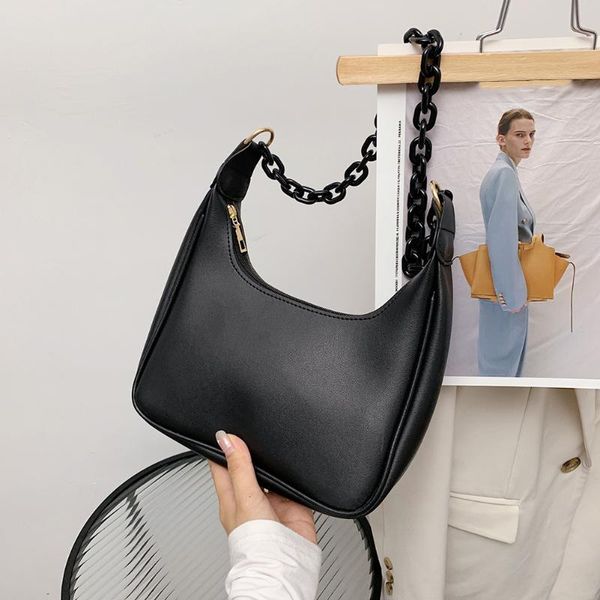 

evening bags elegant women bucket bag female soft pu leather handbag thick acrylic chain crossbody girls large capacity travel tote