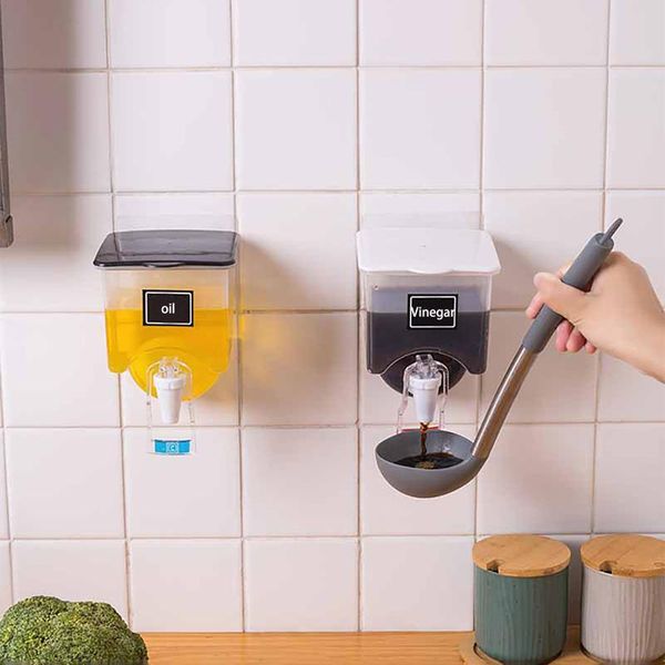 

storage bottles & jars oil bottle can wall mounted liquid tank leak-proof seasoning kitchen dispenser organizer food container
