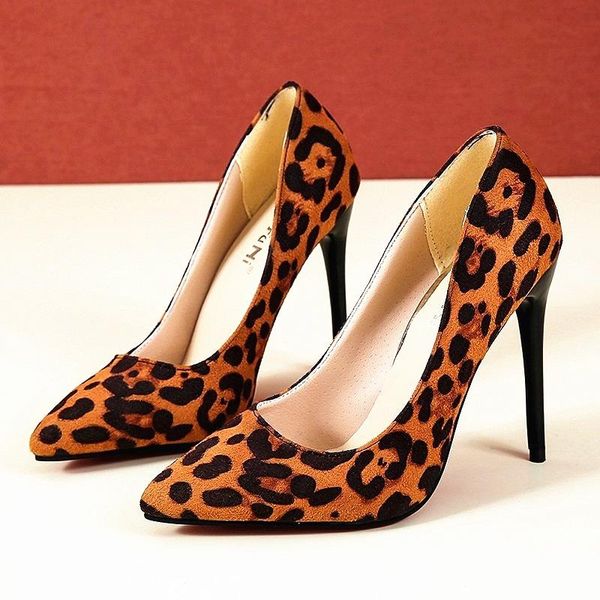 

dress shoes luxury leopard print high heels 2021 pumps elegant party brand women zapatos de mujer tacon sapato feminino salto, Black