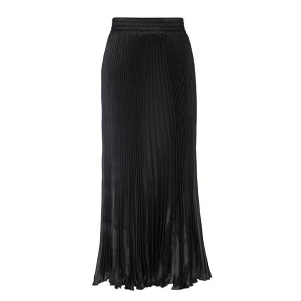 

skirts black stretch a-line metallic satin pleated skirt women red vintage high waist long korean solid hip hop streetwear
