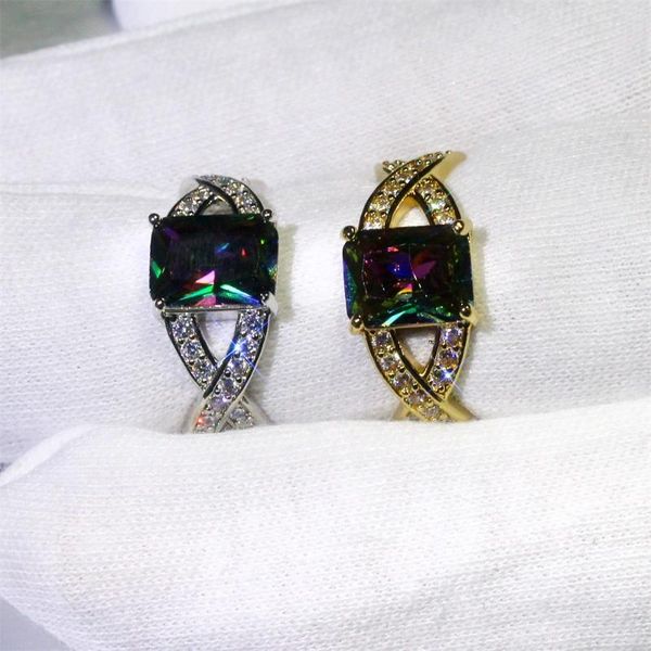 

creative product cross inlaid ring colorful square female simple zircon wedding rings, Slivery;golden