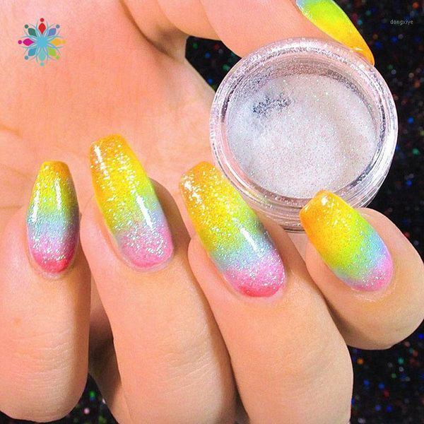 

glitter nail art powder design holographic manicure design1, Silver;gold