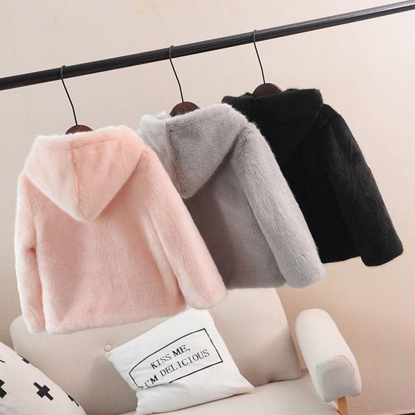

jackets 2021 big girls fashion hooded faux fur coat children winter soft velvet overcoat kids boys thicken outwear girl warm clothes z20, Blue;gray