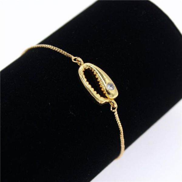 

link, chain natural shell shape seashell conch bracelets adjustable gold silver color for women boho bohemian ocean beach jewelry gift, Black