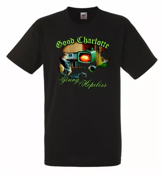 

good charlotte the young and the hopeless men's t-shirt men rock band tee shirt, White;black