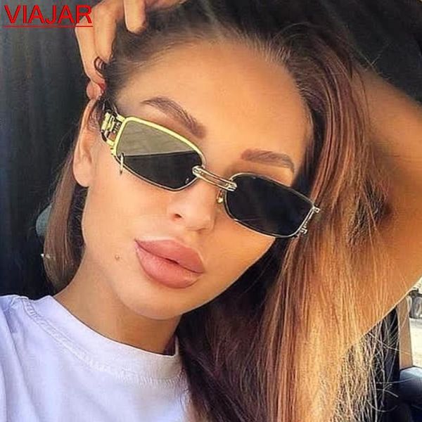 

sunglasses 2021 punk sun glasses fashion small rectangle women brand designer vintage men shades uv400, White;black