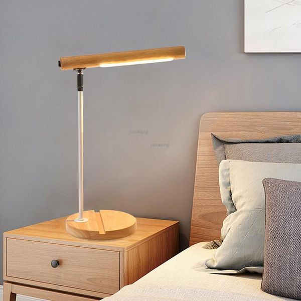 

table lamps modern solid wood home decor beside lamp light fixtures nordic led for the bedroom american living room desk