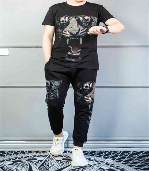 

tracksuits fashion two piece pant tracksuit slim fit outfits men set, Gray