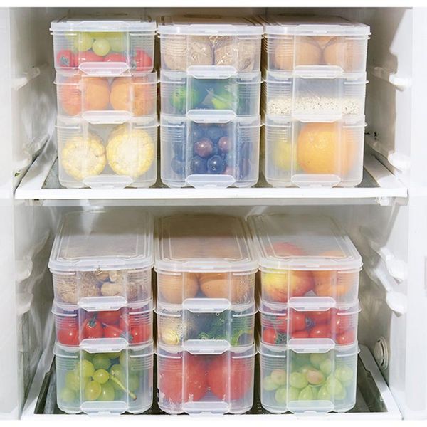 

storage bottles & jars plastic bins refrigerator box food containers with lid for kitchen fridge cabinet er desk organizer