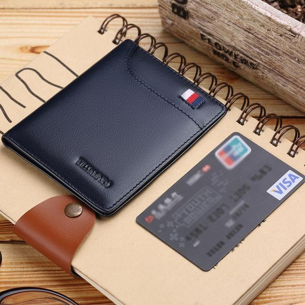 

small wallet men wallets purse mens leather genuine slim credit card holder bifold portable, Red;black