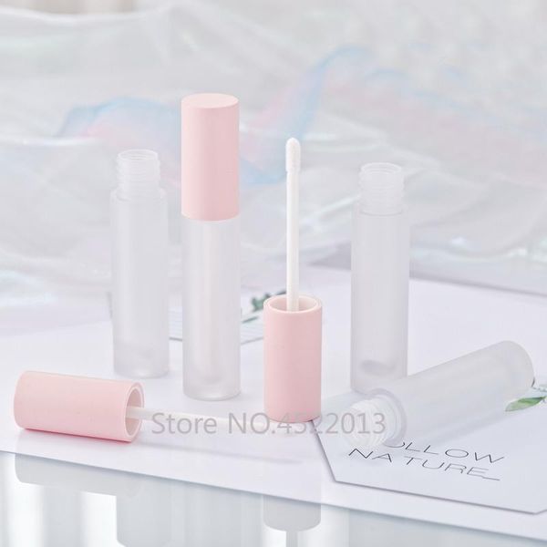 

high grade empty plastic frosted lip gloss tube with pink cap, beauty makeup lipstick refillable bottle,portable oil package storage bottles