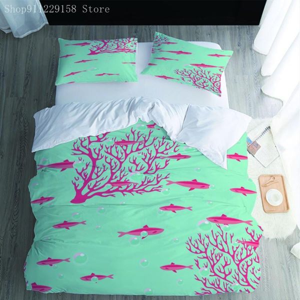 

bedding sets 3d animal green set cartoon fish duvet cover pillowcase comfortable microfiber single double  king home textiles