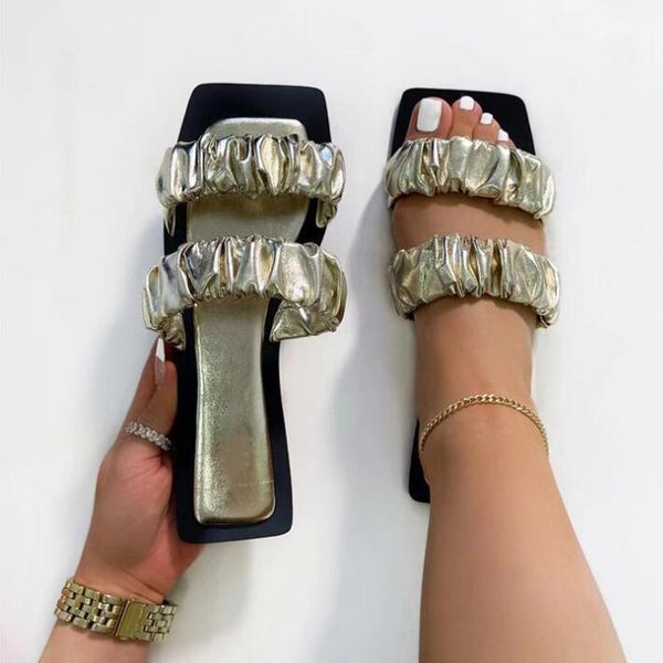 

summer women double-layer leather flat non-slip casual slippers outdoor beach sandals durable at home flip flop, Black